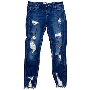 Cello Dark Wash Distressed Blue Jeans Ankle Skinny Jeans  Women’s 5 - 25” Inseam